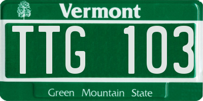 VT license plate TTG103