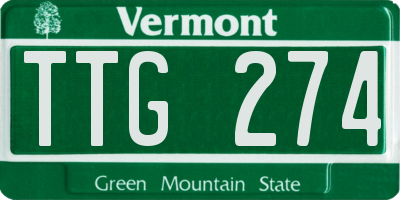 VT license plate TTG274