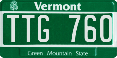 VT license plate TTG760