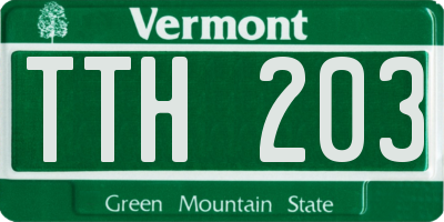 VT license plate TTH203