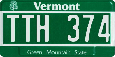 VT license plate TTH374