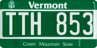 VT license plate TTH853