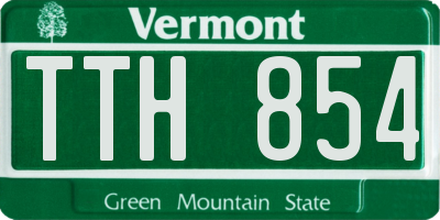 VT license plate TTH854