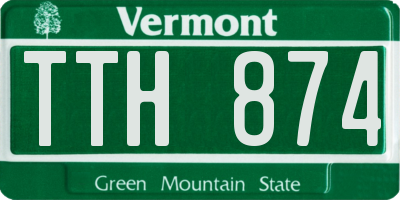 VT license plate TTH874