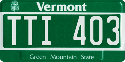 VT license plate TTI403