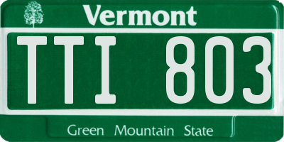 VT license plate TTI803