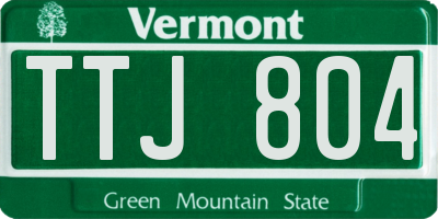 VT license plate TTJ804