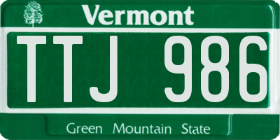 VT license plate TTJ986