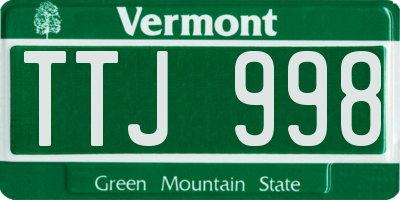 VT license plate TTJ998