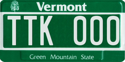 VT license plate TTK000
