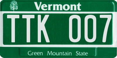 VT license plate TTK007