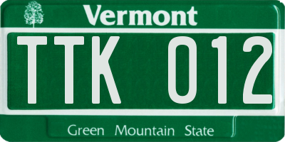 VT license plate TTK012