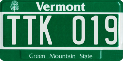 VT license plate TTK019