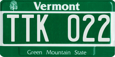 VT license plate TTK022