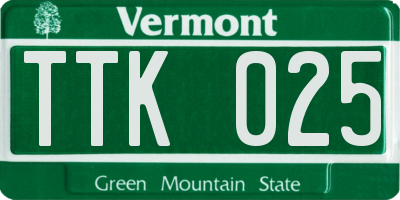VT license plate TTK025