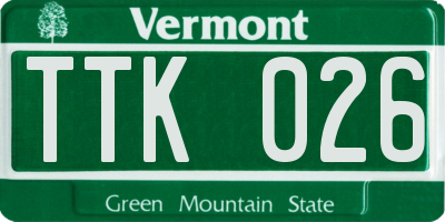 VT license plate TTK026