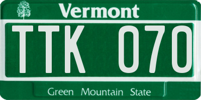 VT license plate TTK070