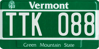 VT license plate TTK088