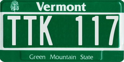 VT license plate TTK117