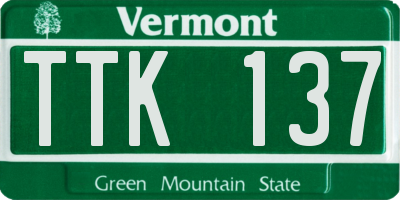 VT license plate TTK137
