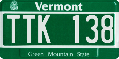VT license plate TTK138