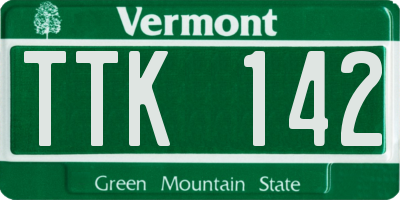 VT license plate TTK142