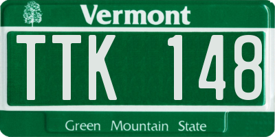 VT license plate TTK148