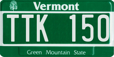 VT license plate TTK150