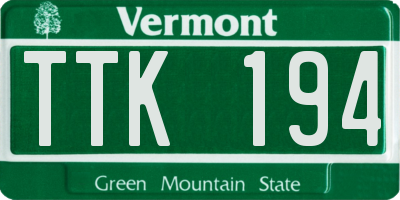 VT license plate TTK194