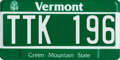 VT license plate TTK196