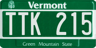 VT license plate TTK215