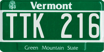 VT license plate TTK216