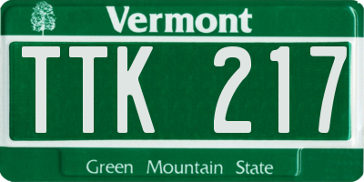 VT license plate TTK217