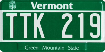 VT license plate TTK219