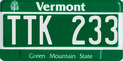 VT license plate TTK233