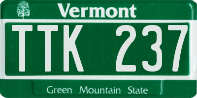 VT license plate TTK237