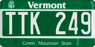 VT license plate TTK249