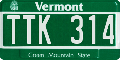 VT license plate TTK314