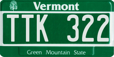VT license plate TTK322