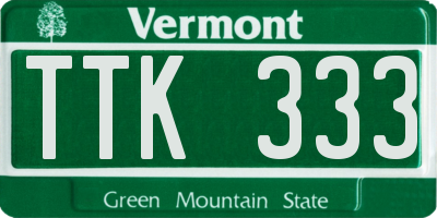 VT license plate TTK333