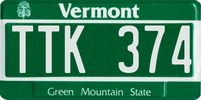 VT license plate TTK374
