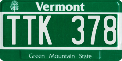 VT license plate TTK378