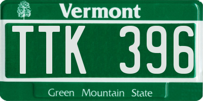 VT license plate TTK396