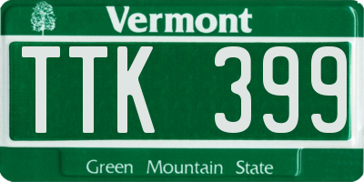VT license plate TTK399
