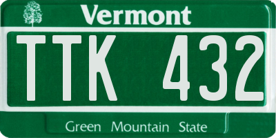 VT license plate TTK432