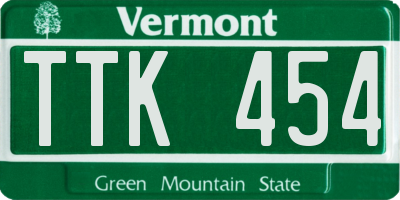 VT license plate TTK454
