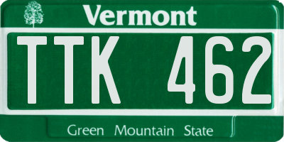 VT license plate TTK462