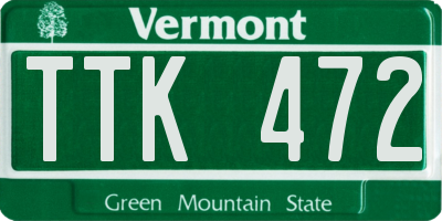 VT license plate TTK472