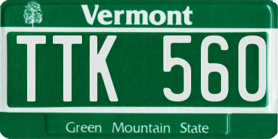 VT license plate TTK560