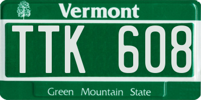 VT license plate TTK608